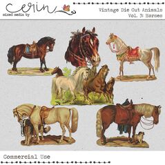 Vintage Die Cut Animals Vol. 3: Horses (CU) by Mixed Media by Erin