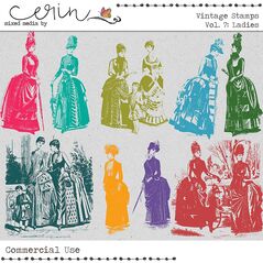 Vintage Stamps Vol. 7 Ladies (CU) by Mixed Media by Erin