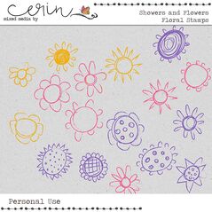 Showers and Flowers {Floral Stamps} by Mixed Media by Erin Flowers