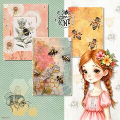 Bee Kind {Geometric Accents} by Mixed Media by Erin example art by  NonniF