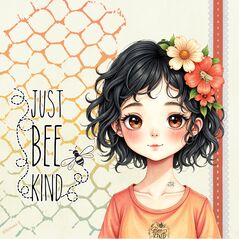 Bee Kind {Watercolor Solids} by Mixed Media by Erin example art by NonniF