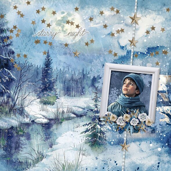 Starry Night {Mini Kit} by Mixed Media by Erin example art by Josie