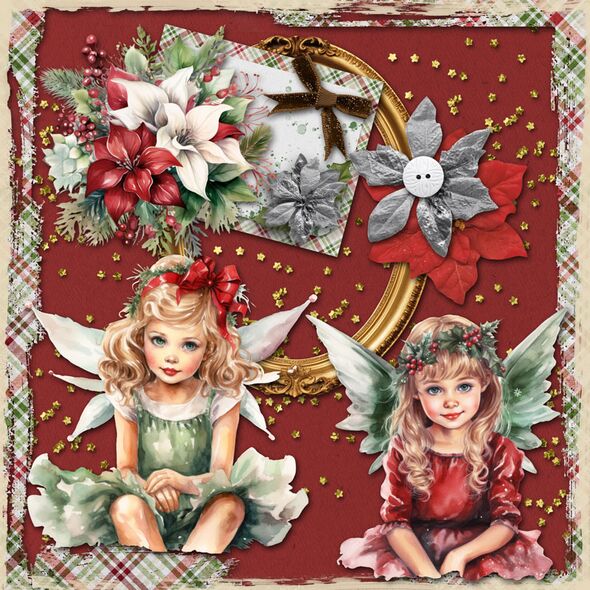 Poinsettia {Mini Kit} by Mixed Media by Erin Example art by Cherylndesigns