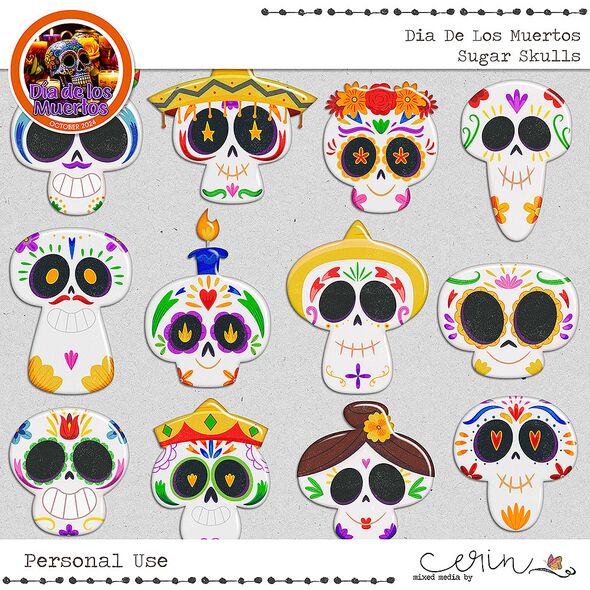 Día de los Muertos {Collection Bundle} by Mixed Media by Erin Sugar Skulls