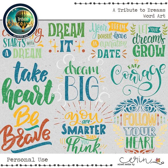 A Tribute to Dreams {Collection Bundle} by Mixed Media by Erin Word Art