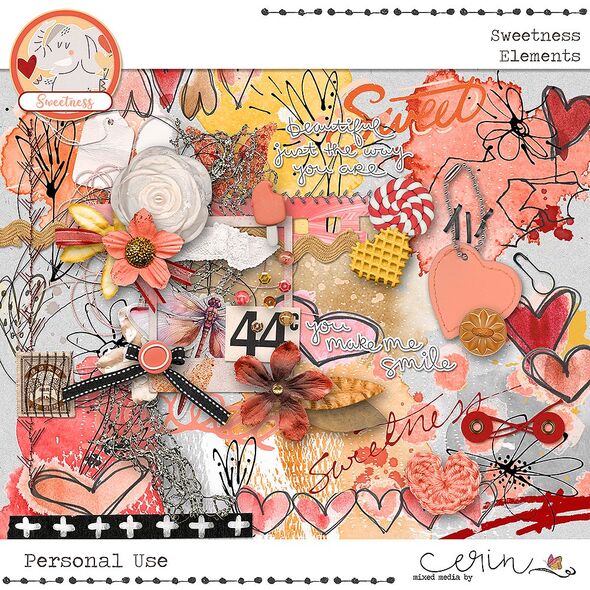 Sweetness {Page Kit} by Mixed Media by Erin Kit Elements