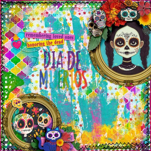 Día de los Muertos {Page Kit} by Mixed Media by Erin example art by  Josie