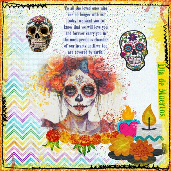 Día de los Muertos {Page Kit} by Mixed Media by Erin example art by Zanthia