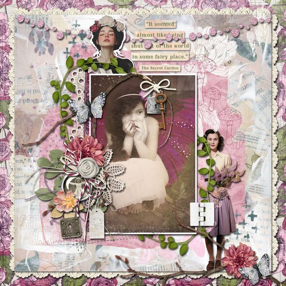 Secret Garden {Page Kit} by Mixed Media by Erin example art by  Caro