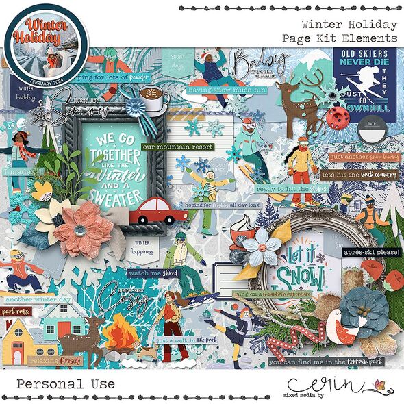 Winter Holiday {Collection Bundle} by Mixed Media by Erin Kit Elements