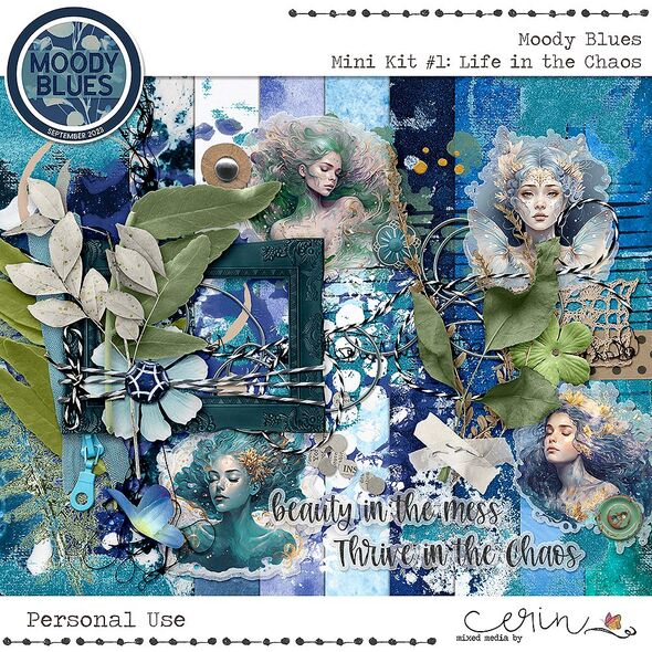 Moody Blues {Collection} by Mixed Media by Erin Mini Kit 1: Life in the Chaos