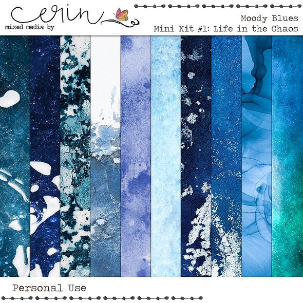 Moody Blues {Mini Kit #1}: Life in the Chaos by Mixed Media by Erin Paper