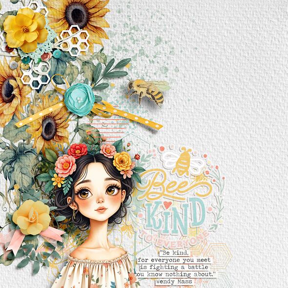 Bee Kind {Kit Elements} by Mixed Media by Erin example art by  cindy