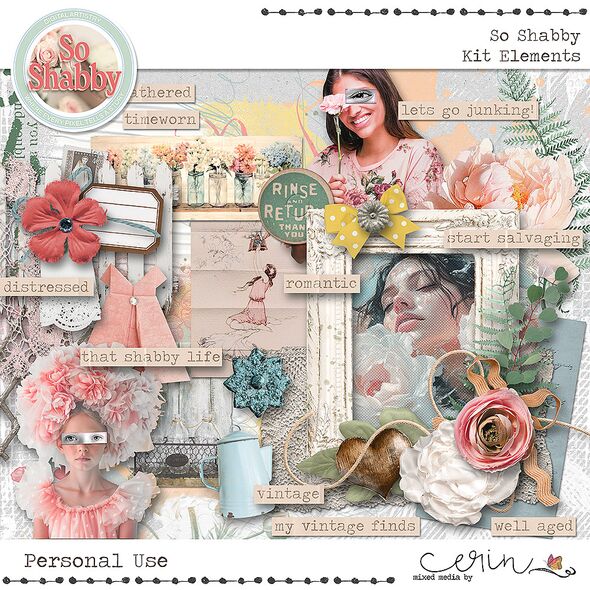 So Shabby {Page Kit}  by Mixed Media by Erin Elements