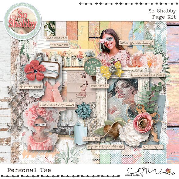 So Shabby {Page Kit}  by Mixed Media by Erin