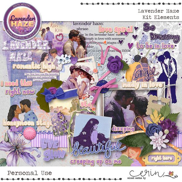 Lavender Haze {Kit Elements} by Mixed Media by Erin